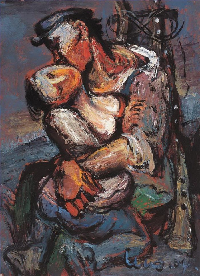 Luo Zhongli's Contemporary Oil Painting - Sexy Embrace