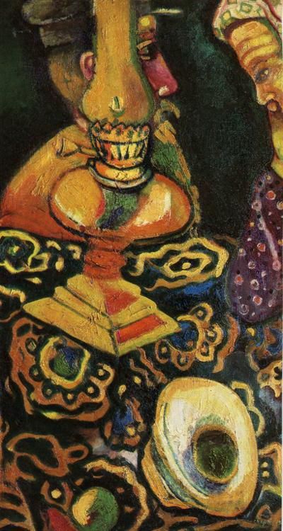 Marc Chagall's Contemporary Oil Painting - Still Life with Lamp