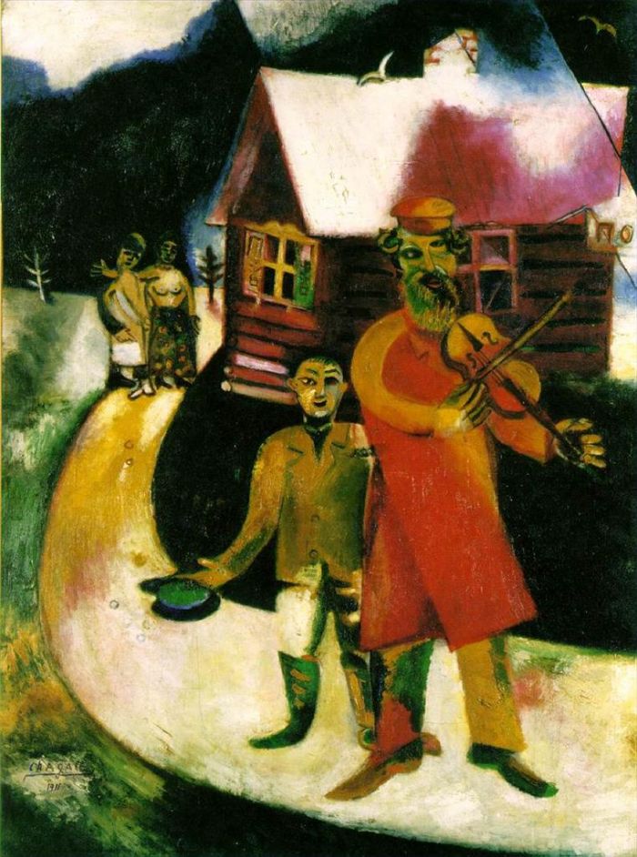 Marc Chagall's Contemporary Oil Painting - The Violinist