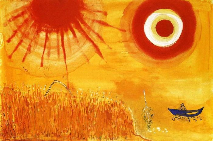 Marc Chagall's Contemporary Various Paintings - A wheatfield on a summer s afternoon