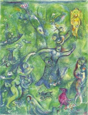 Contemporary Artwork by Marc Chagall - Abdullah discovered before him