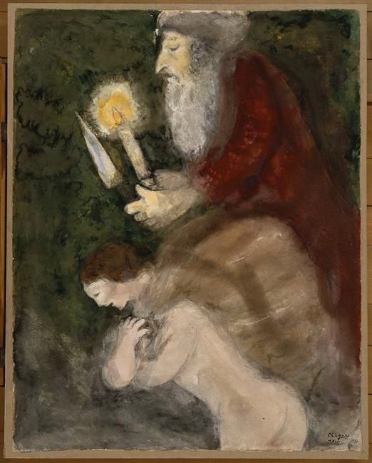 Marc Chagall's Contemporary Various Paintings - Abraham and Isaac on the way to the place of Sacrifice