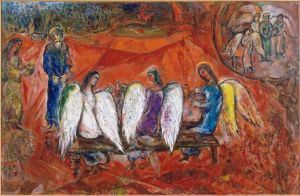 Contemporary Artwork by Marc Chagall - Abraham and three Angels