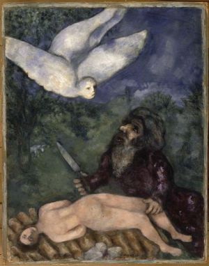 Contemporary Artwork by Marc Chagall - Abraham is going to sacrifice his son