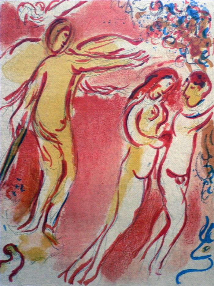 Marc Chagall's Contemporary Various Paintings - Adam and Eve are Banished from Paradise