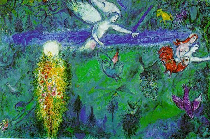 Marc Chagall's Contemporary Various Paintings - Adam and Eve expelled from Paradise