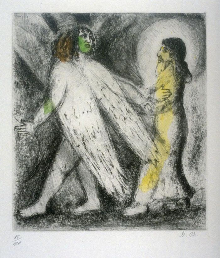 Marc Chagall's Contemporary Various Paintings - Angel Leading Elijah