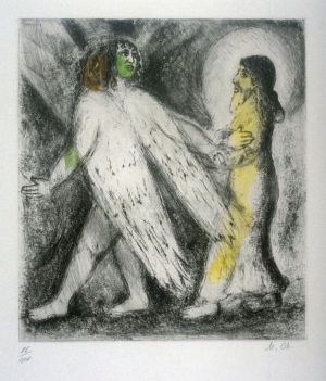 Contemporary Artwork by Marc Chagall - Angel Leading Elijah