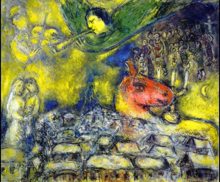 Marc Chagall's Contemporary Various Paintings - Angel over Vitebsk