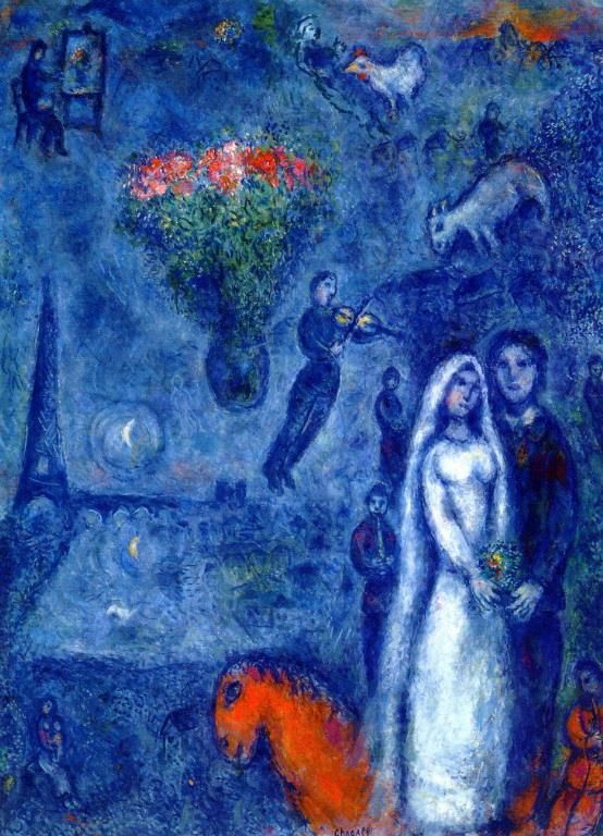 Marc Chagall's Contemporary Various Paintings - Artist and His Bride