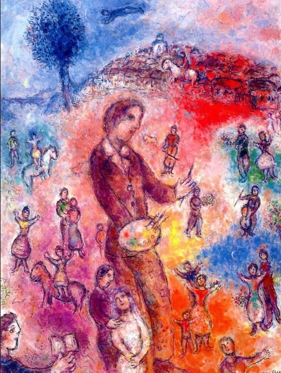 Marc Chagall's Contemporary Various Paintings - Artist at a Festival