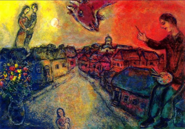 Marc Chagall's Contemporary Various Paintings - Artist over Vitebsk 2