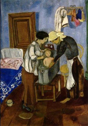 Contemporary Artwork by Marc Chagall - Bathing of a Baby