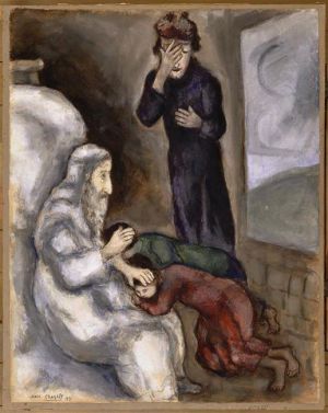 Contemporary Artwork by Marc Chagall - Blessing of Ephraim and Manasseh