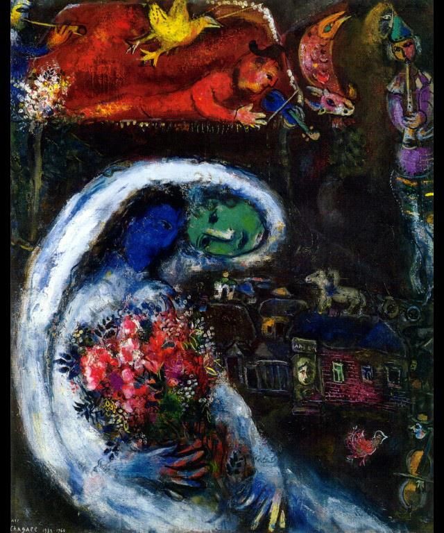 Marc Chagall's Contemporary Various Paintings - Bride with Blue Face