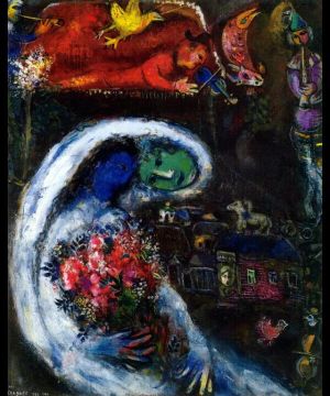 Contemporary Artwork by Marc Chagall - Bride with Blue Face