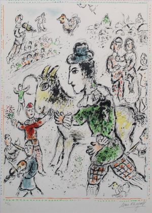 Contemporary Artwork by Marc Chagall - Clown with the yellow goat