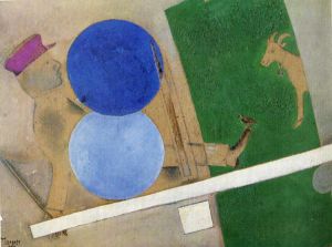 Contemporary Artwork by Marc Chagall - Composition with Circles and Goat