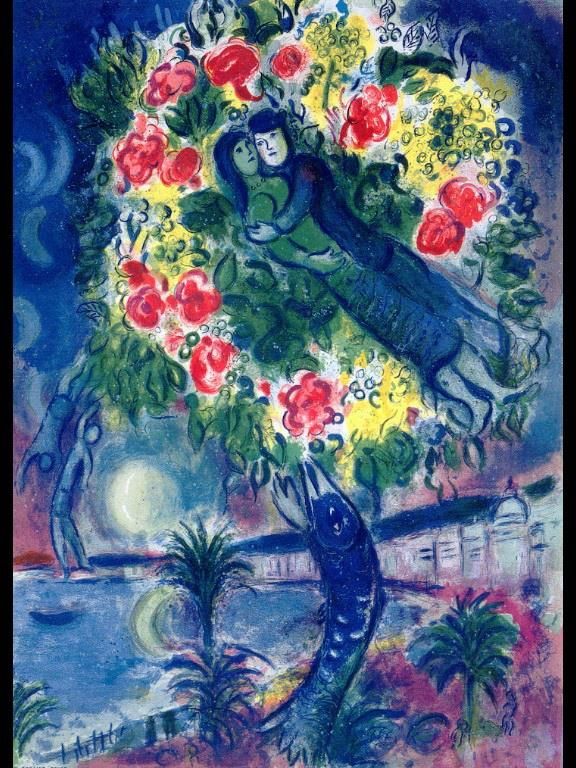 Marc Chagall's Contemporary Various Paintings - Couple and Fish