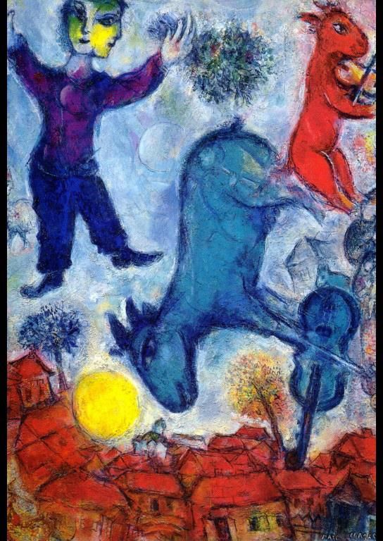 Marc Chagall's Contemporary Various Paintings - Cows over Vitebsk