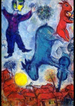 Contemporary Artwork by Marc Chagall - Cows over Vitebsk