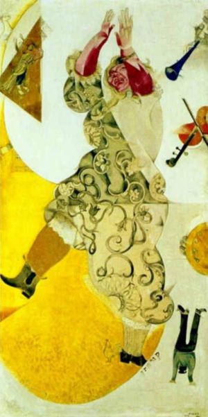 Contemporary Artwork by Marc Chagall - Dance Panel for Moscow Jewish Theatre tempera gouache and kaolin