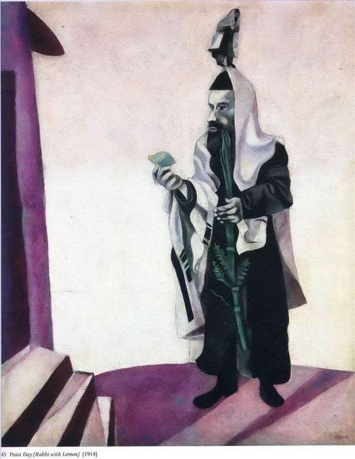 Marc Chagall's Contemporary Various Paintings - Feast Day Rabbi with Lemon