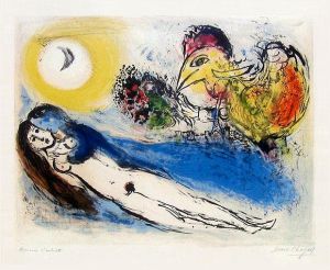 Contemporary Artwork by Marc Chagall - Good Morning Over Paris lithograph
