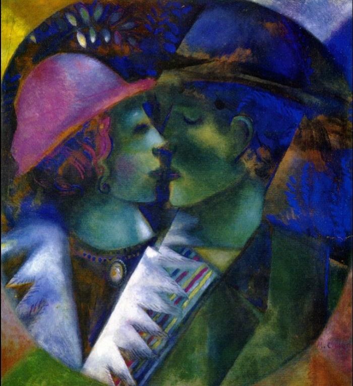Marc Chagall's Contemporary Various Paintings - Green Lovers
