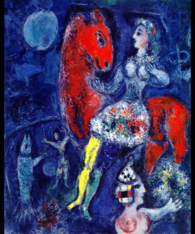 Marc Chagall's Contemporary Various Paintings - Horsewoman on Red Horse