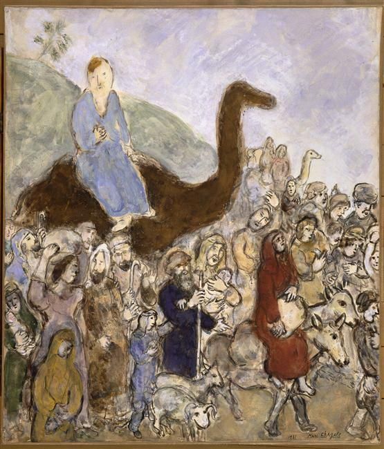 Marc Chagall's Contemporary Various Paintings - Jacob leaves his country and his family to go to Egypt