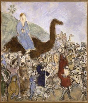 Contemporary Artwork by Marc Chagall - Jacob leaves his country and his family to go to Egypt