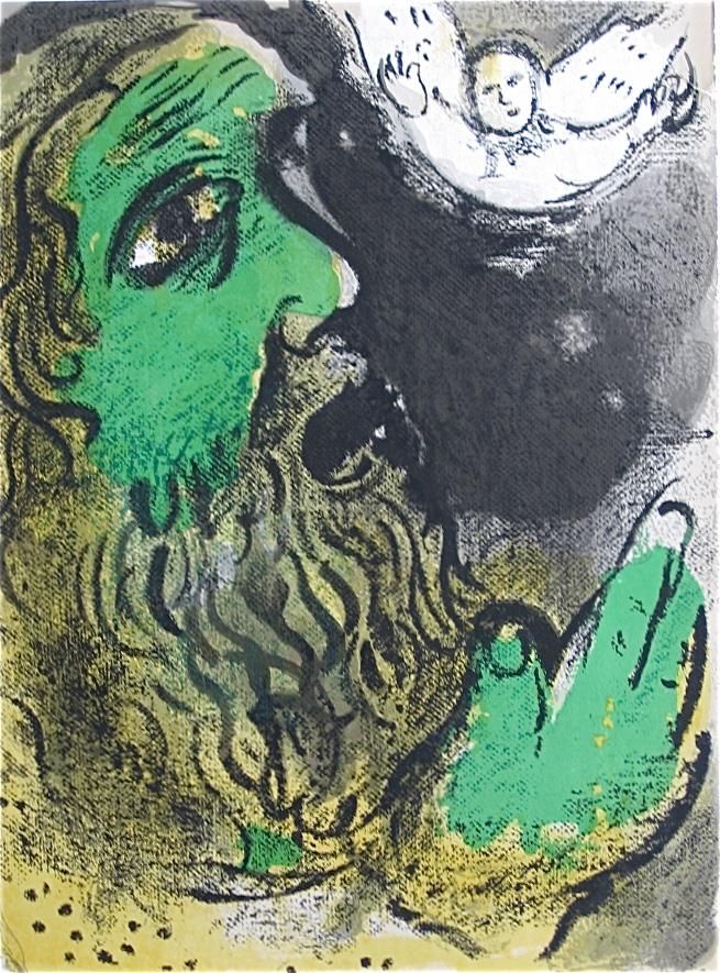 Marc Chagall's Contemporary Various Paintings - Job Prays lithograph