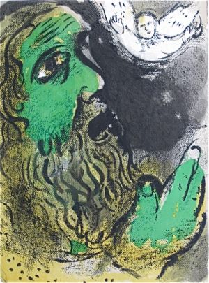 Contemporary Artwork by Marc Chagall - Job Prays lithograph