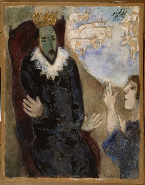 Marc Chagall's Contemporary Various Paintings - Joseph explains the dreams of Pharaoh