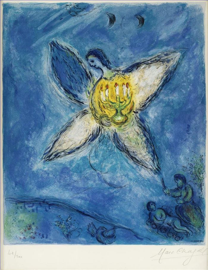Marc Chagall's Contemporary Various Paintings - Lange au Chandelier lithograph in colors