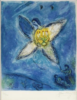 Contemporary Artwork by Marc Chagall - Lange au Chandelier lithograph in colors