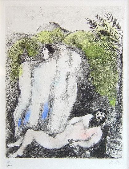 Marc Chagall's Contemporary Various Paintings - Le Manteau De Noe hand painted etching