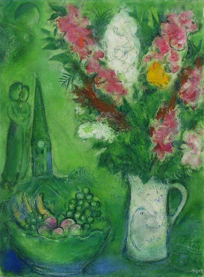 Marc Chagall's Contemporary Various Paintings - Le clocher dOrgival gouache and pastel