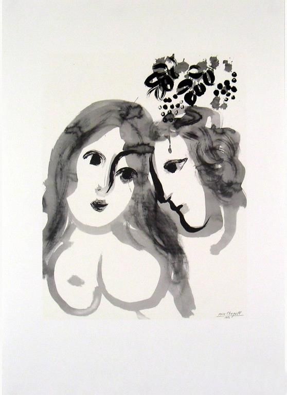 Marc Chagall's Contemporary Various Paintings - Les Amoureux ink on paper