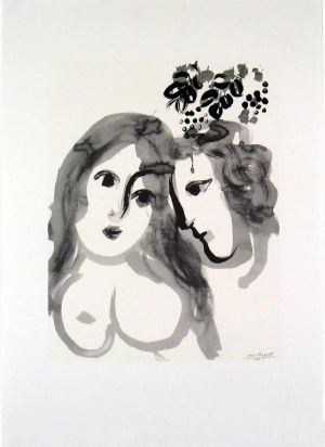 Contemporary Artwork by Marc Chagall - Les Amoureux ink on paper