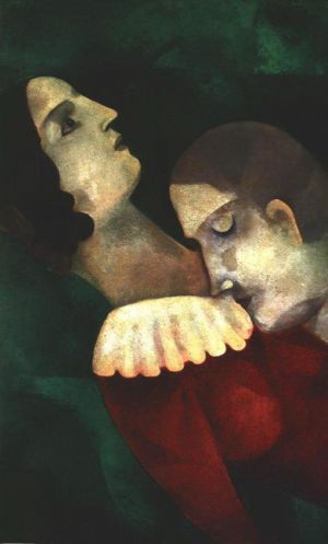 Contemporary Artwork by Marc Chagall - Lovers in green