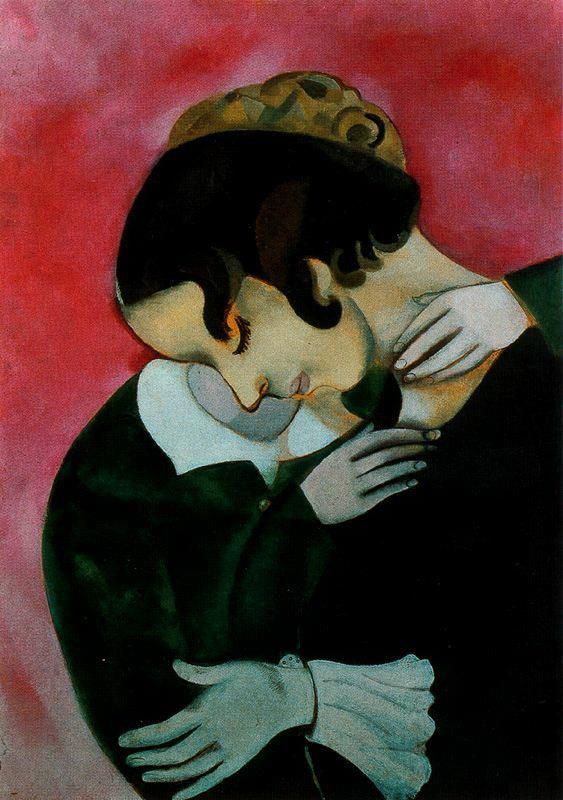 Marc Chagall's Contemporary Various Paintings - Lovers in pink