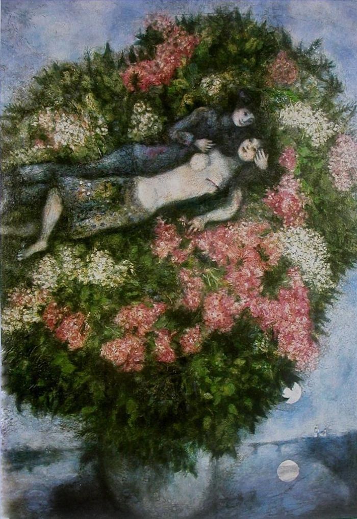 Marc Chagall's Contemporary Various Paintings - Lovers in the Lilacs