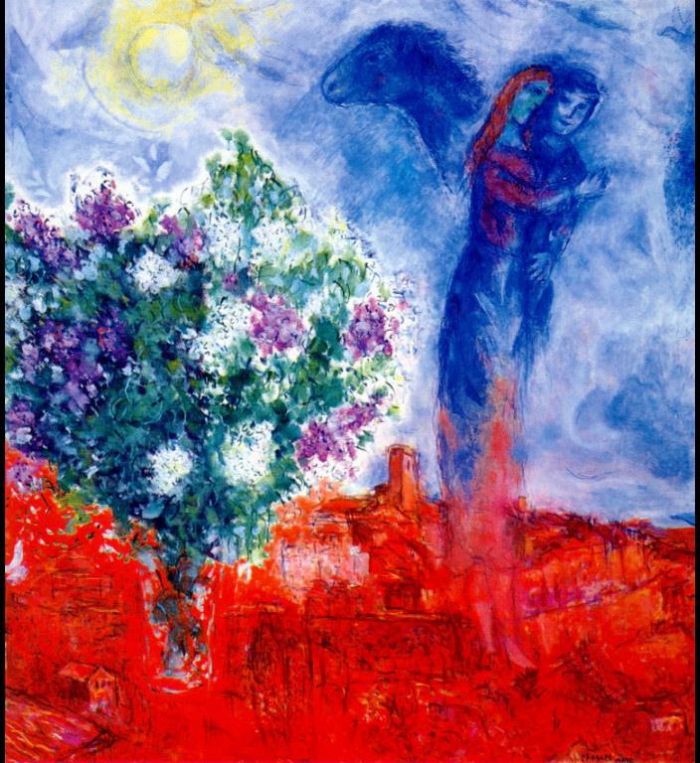 Marc Chagall's Contemporary Various Paintings - Lovers over Sant Paul