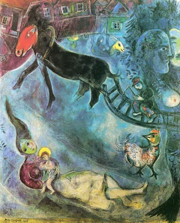 Marc Chagall's Contemporary Various Paintings - Madonna with the Sleigh