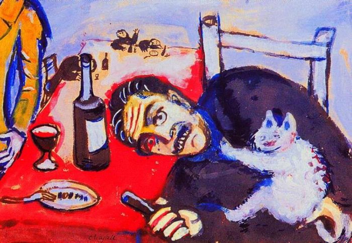 Marc Chagall's Contemporary Various Paintings - Man at table