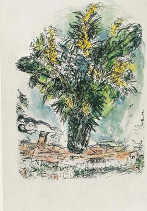 Contemporary Artwork by Marc Chagall - Mimosas lithograph