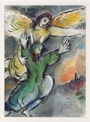 Contemporary Artwork by Marc Chagall - Moise blesses the children of Israel