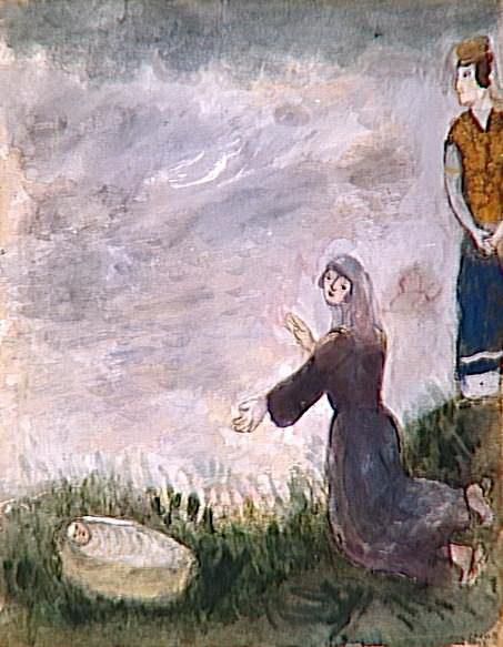 Marc Chagall's Contemporary Various Paintings - Moses is saved from the water by Pharaoh daughter